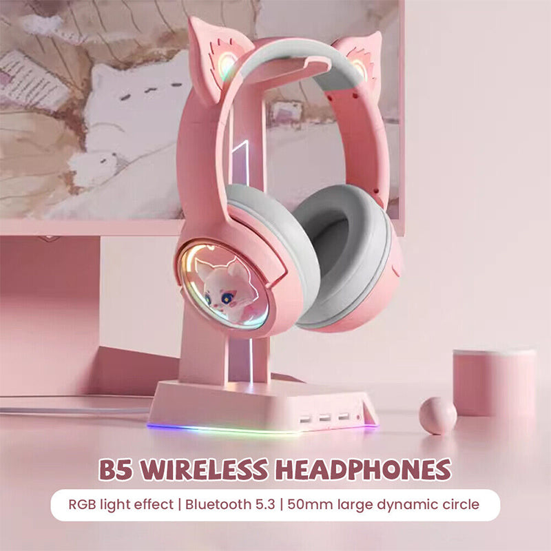 ONIKUMA B5 RGB Cat Ear Bluetooth Wireless Gaming