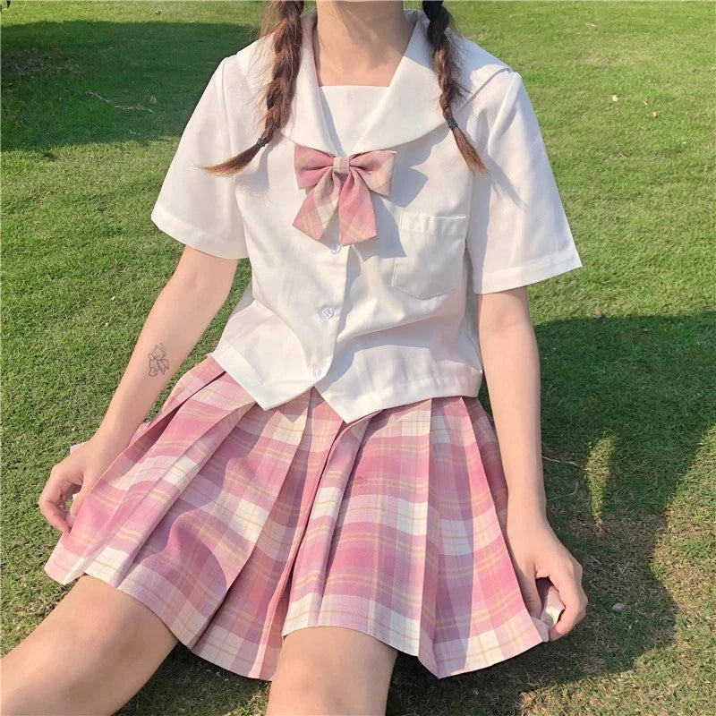 ZOKI Plaid Women Pleated Skirt Bow Knot Summer High Waist Preppy Girls Dance Mini Skirt Cute A Line Harajuku Sexy Japan Faldas