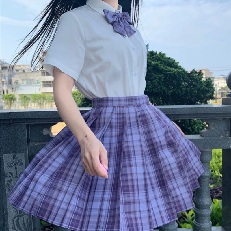 ZOKI Plaid Women Pleated Skirt Bow Knot Summer High Waist Preppy Girls Dance Mini Skirt Cute A Line Harajuku Sexy Japan Faldas