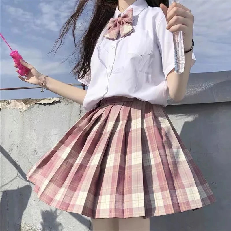 ZOKI Plaid Women Pleated Skirt Bow Knot Summer High Waist Preppy Girls Dance Mini Skirt Cute A Line Harajuku Sexy Japan Faldas