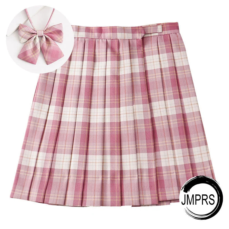 ZOKI Plaid Women Pleated Skirt Bow Knot Summer High Waist Preppy Girls Dance Mini Skirt Cute A Line Harajuku Sexy Japan Faldas