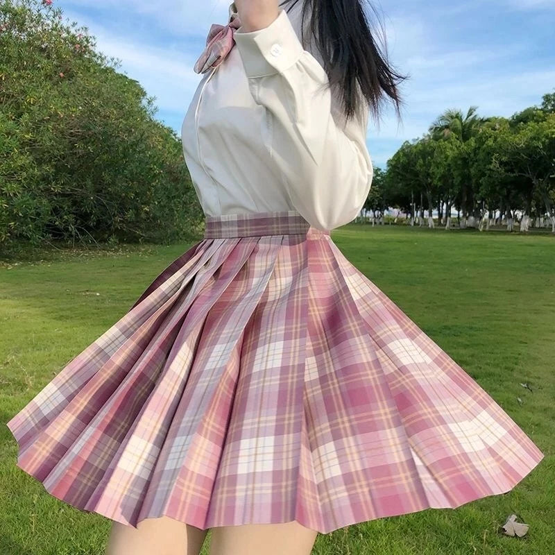 ZOKI Plaid Women Pleated Skirt Bow Knot Summer High Waist Preppy Girls Dance Mini Skirt Cute A Line Harajuku Sexy Japan Faldas