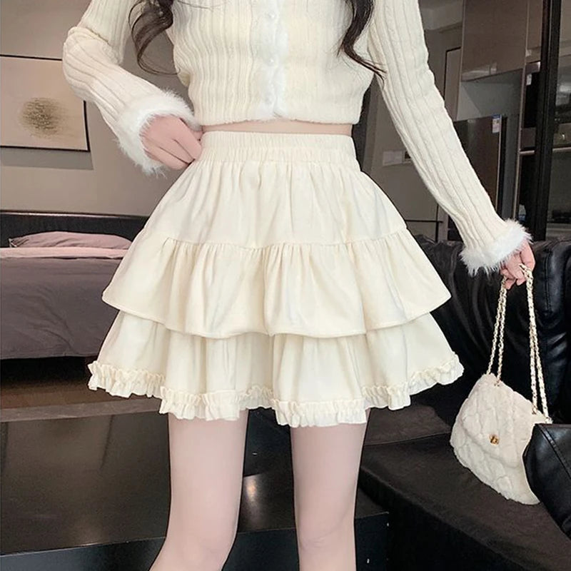 GIDYQ Elegant High Waist Mini Skirt Women Korean Fashion Folds A Line Skirts Y2K Casual Female Summer Ball Gown Skirt New