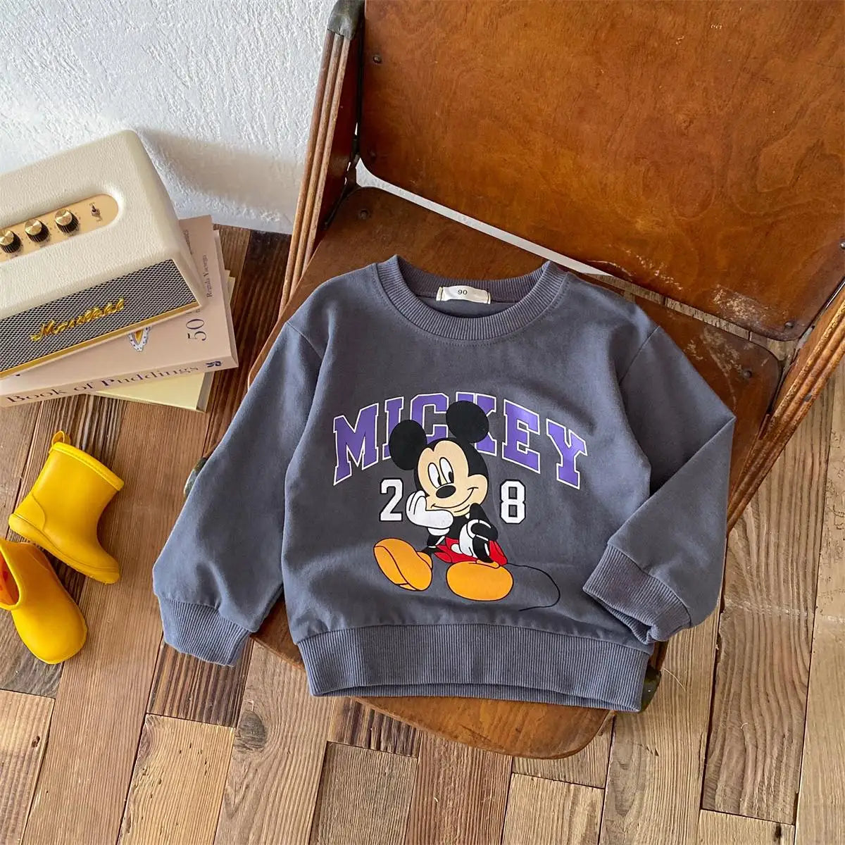 Fashion Cartoon Printed Children Hoodies Crewneck Baby Boys Girls Long Sleeve Tops Loose Disney Kids Clothing Autumn Sweatshirts