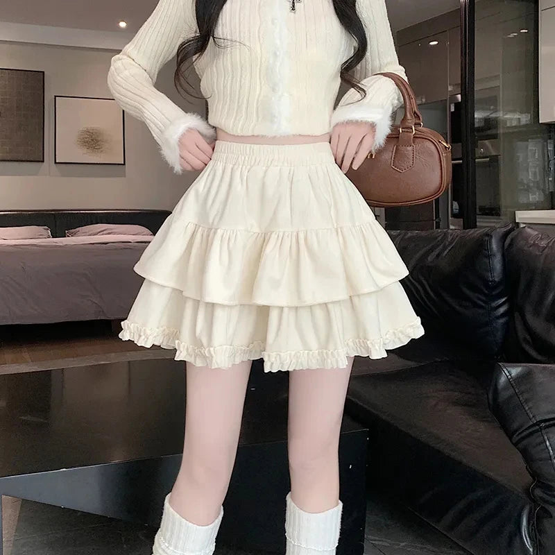 GIDYQ Elegant High Waist Mini Skirt Women Korean Fashion Folds A Line Skirts Y2K Casual Female Summer Ball Gown Skirt New