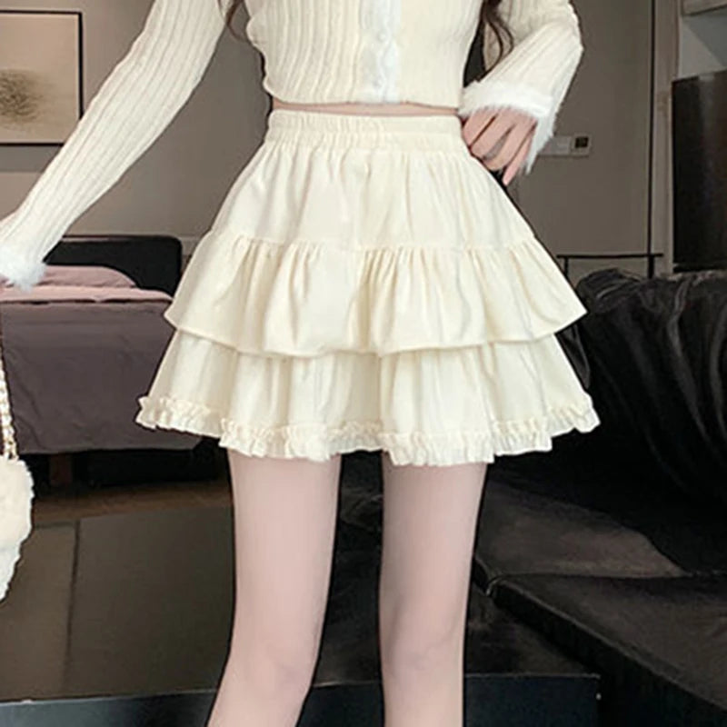 GIDYQ Elegant High Waist Mini Skirt Women Korean Fashion Folds A Line Skirts Y2K Casual Female Summer Ball Gown Skirt New